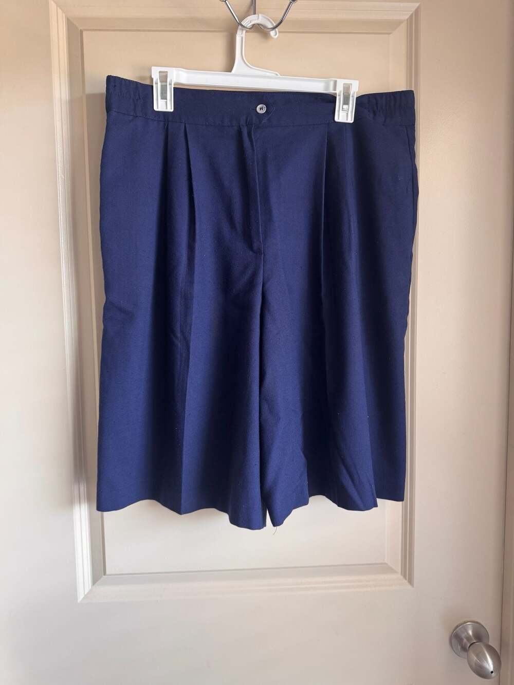 Chad Stevens Vintage High-Waist Pleated Navy Bermuda Culottes